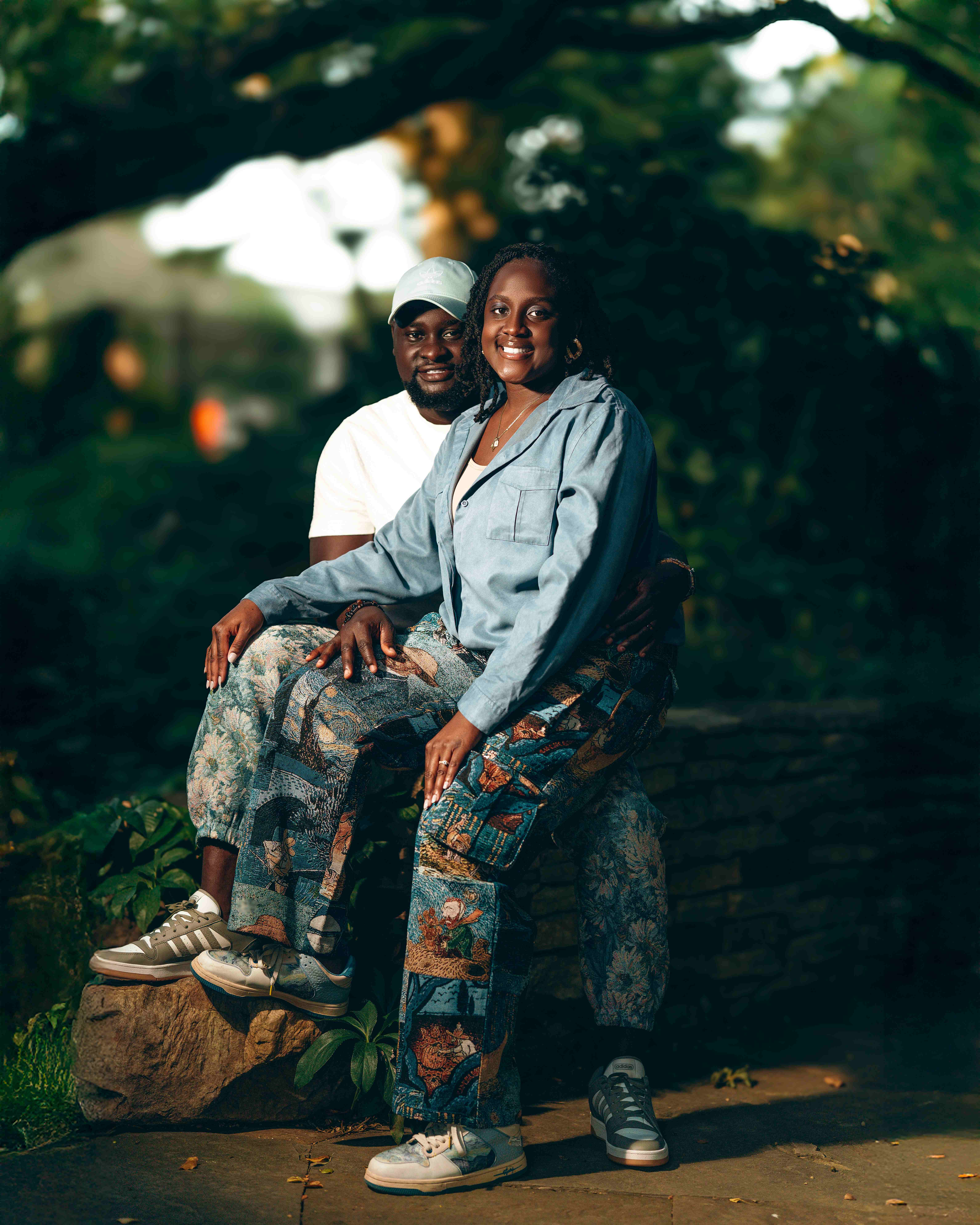 Casual outdoor shot sitting together