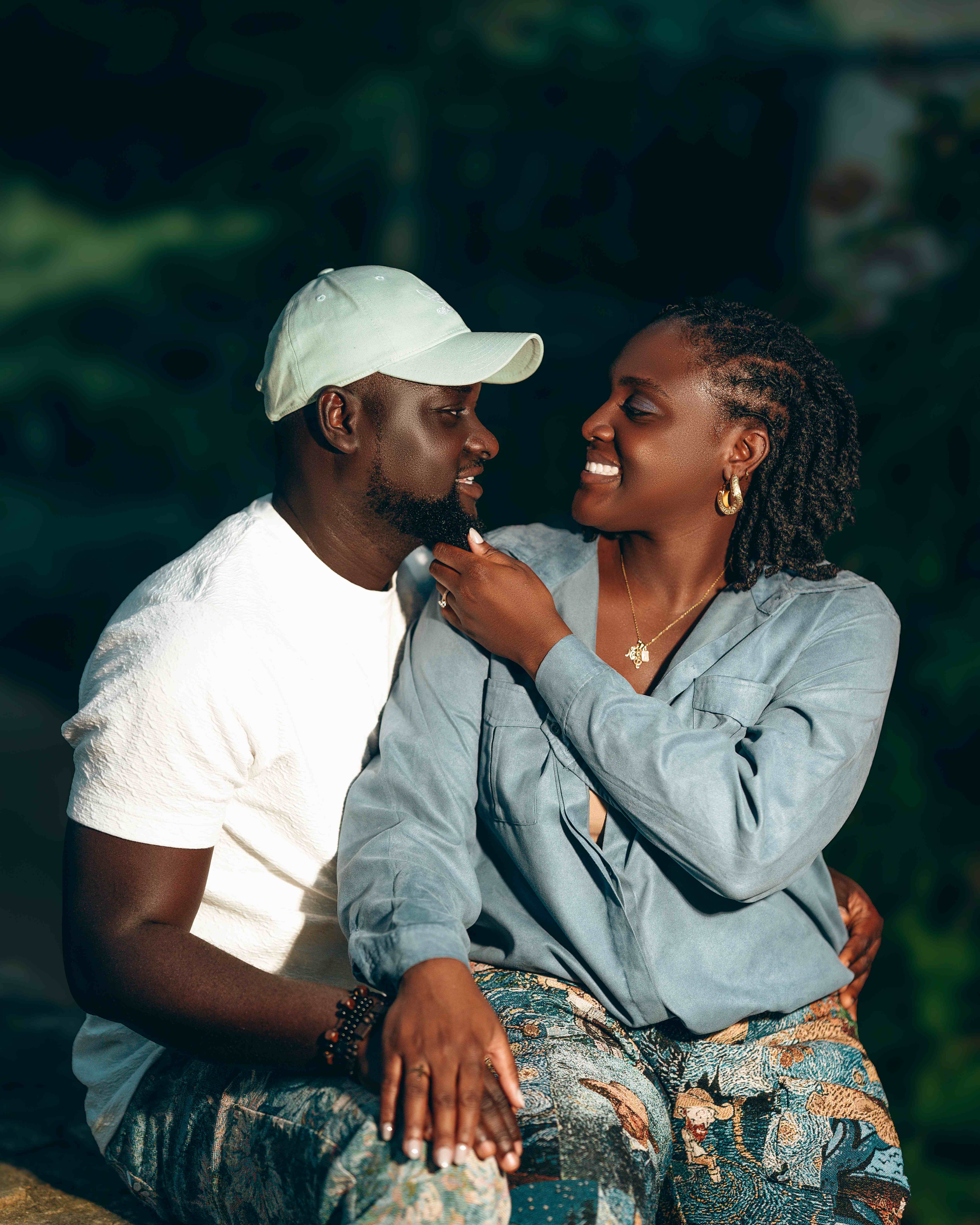 Intimate moment sitting close together