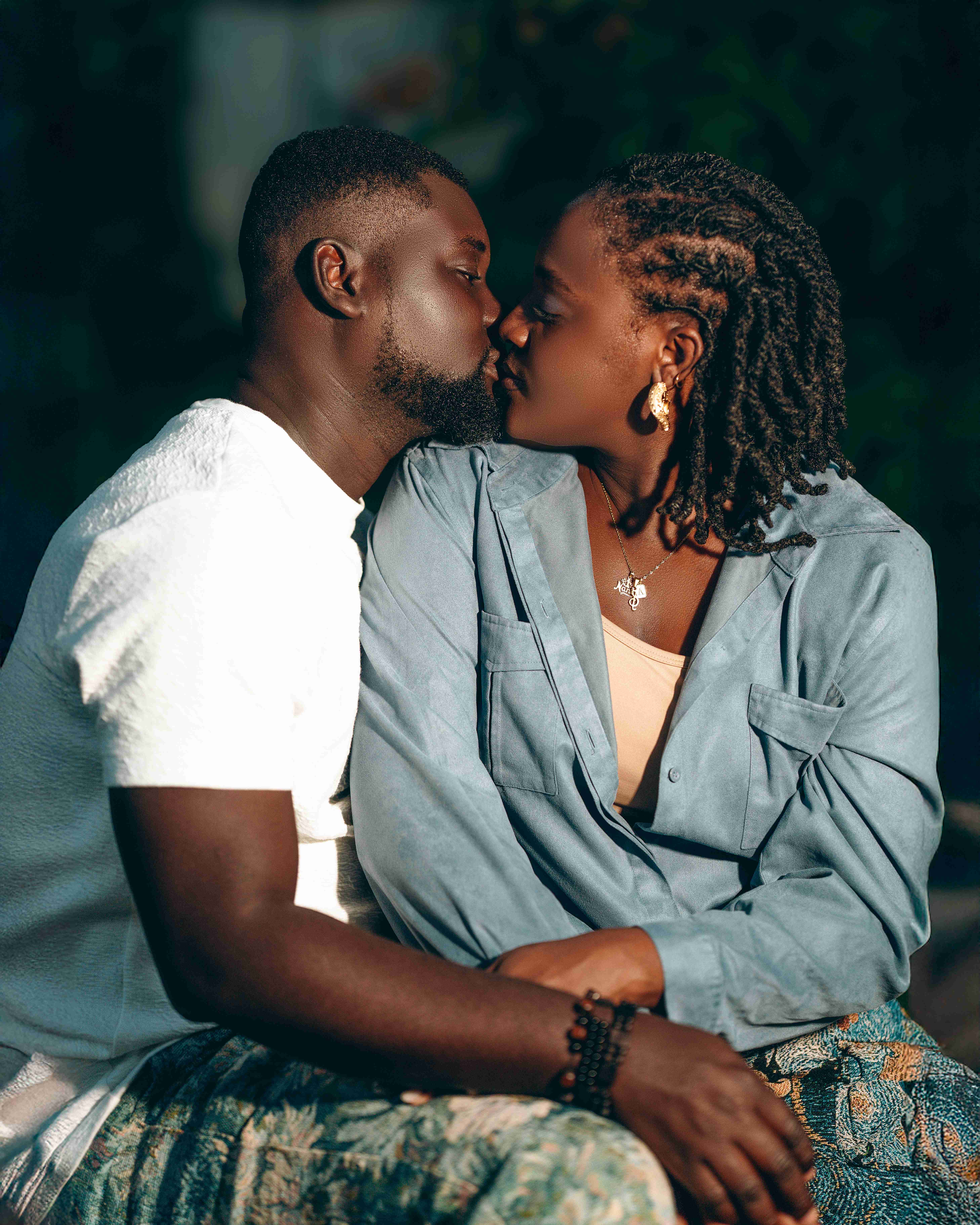 Close-up intimate shot with beautiful lighting