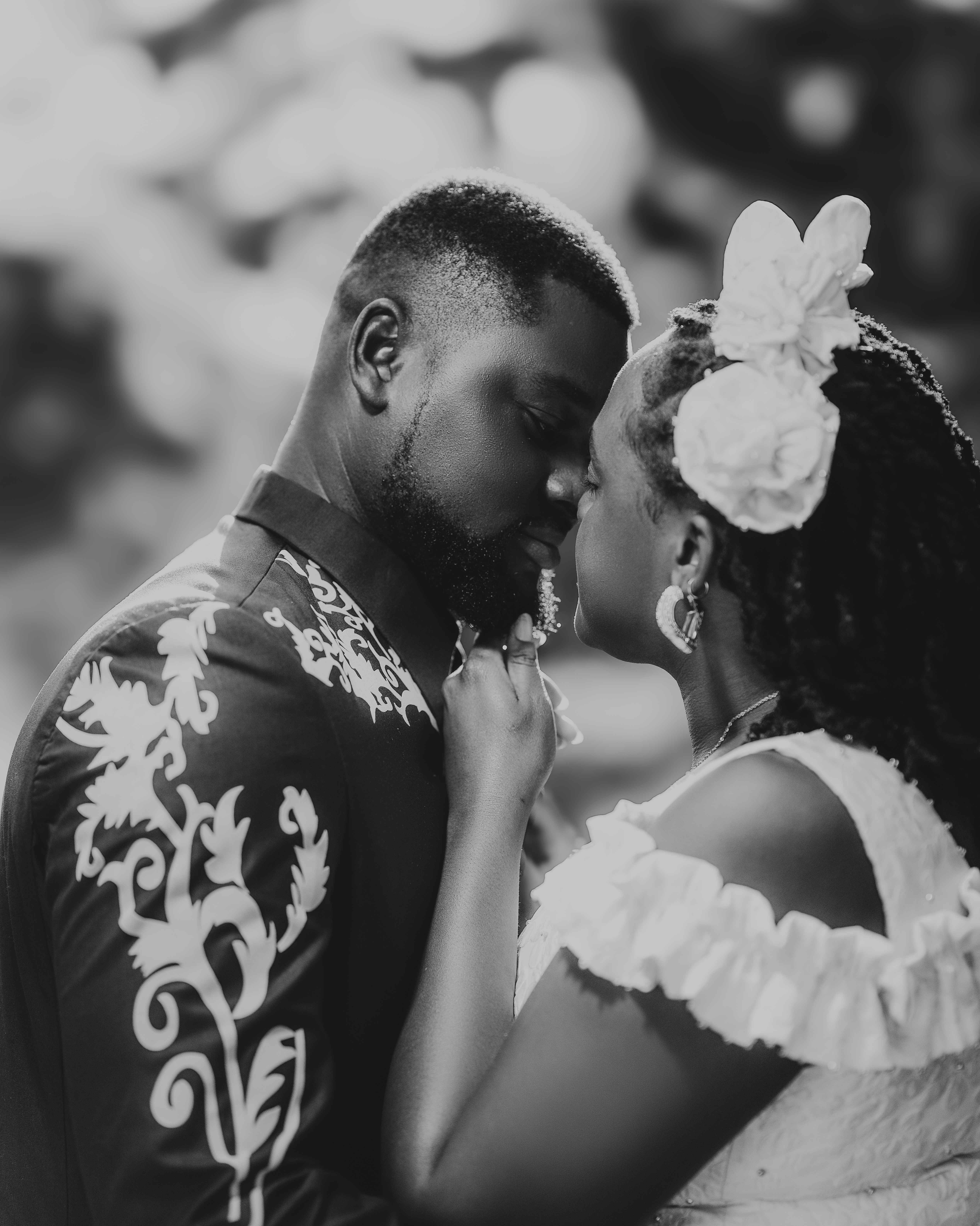 Stunning black and white intimate portrait